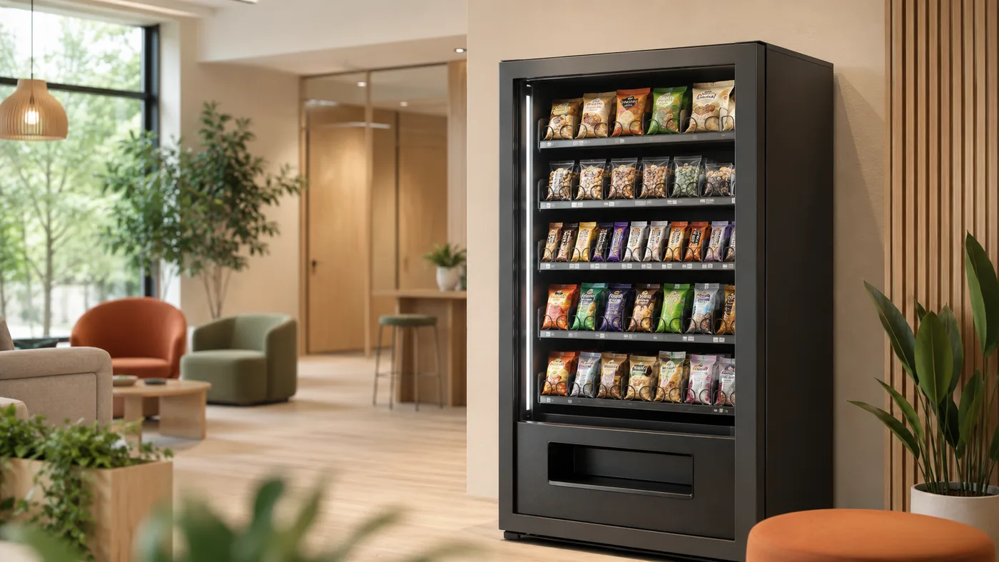 Snacksautomat i Borås – modern varuautomat med snacks och dryck för kontor och företag
